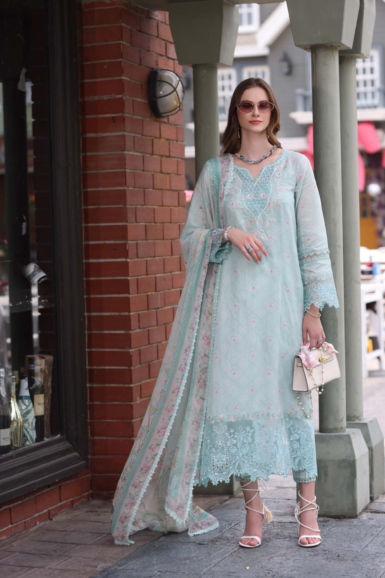 Saadia Asad D6- Aqua Marine Noor Eid Luxe Chikankari 2025 - Image 2