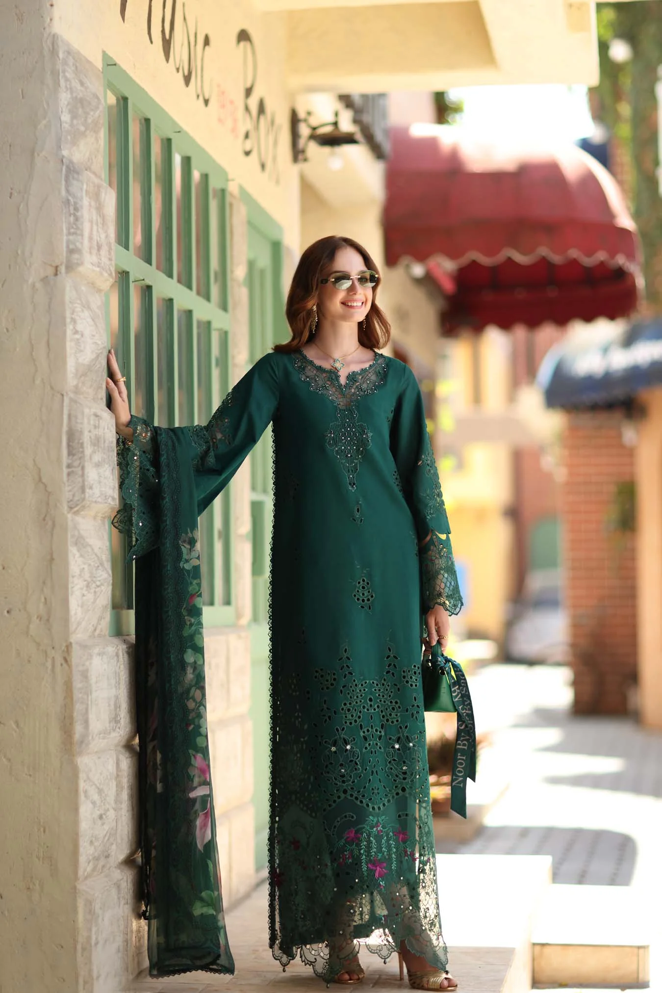 Saadia Asad D6 - B - Emerald Green Noor Luxe Chikankari 2026 - Image 2