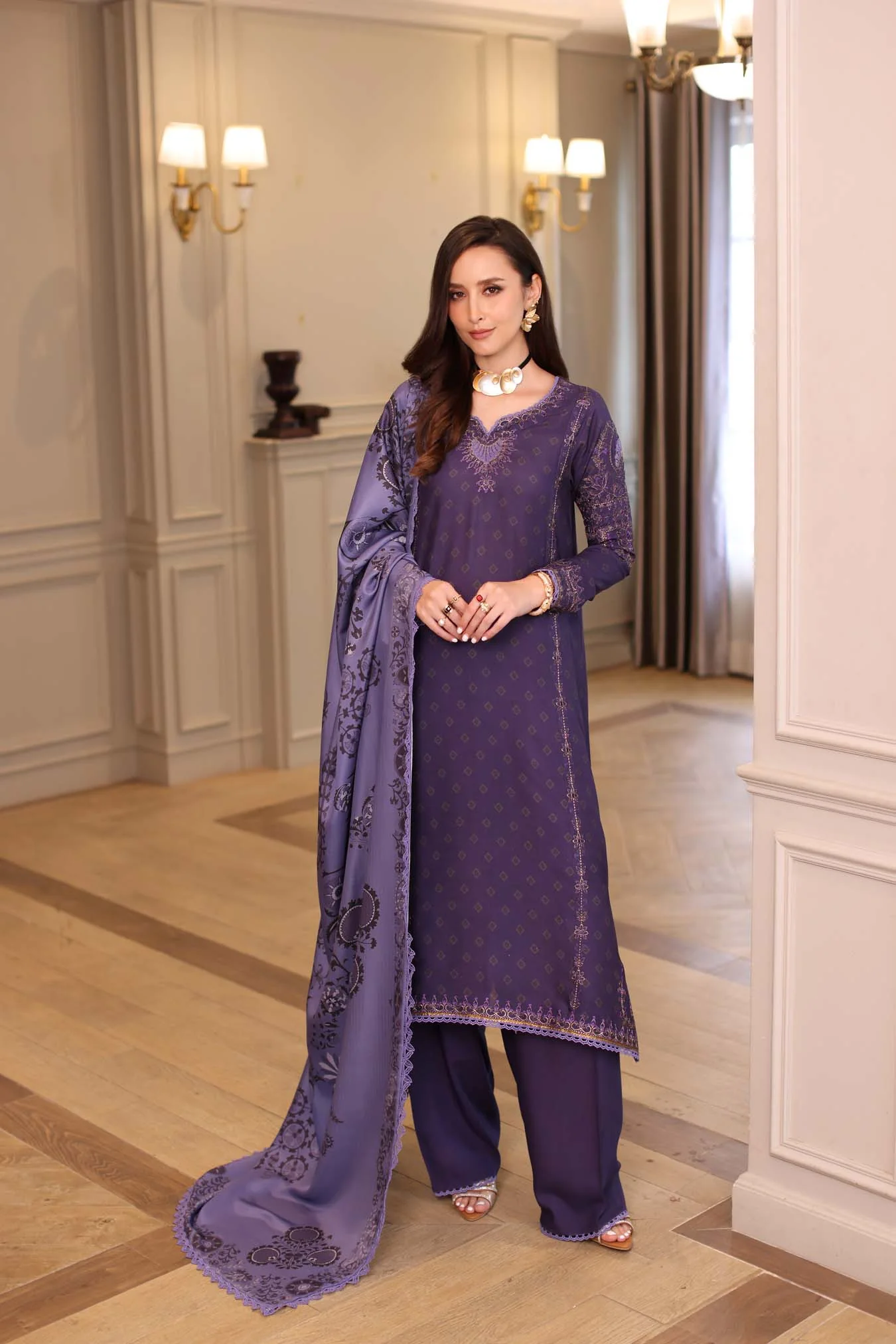 Saadia Asad D6 - B Noor Winter Embroidered Printkhaas 2025 - Image 2