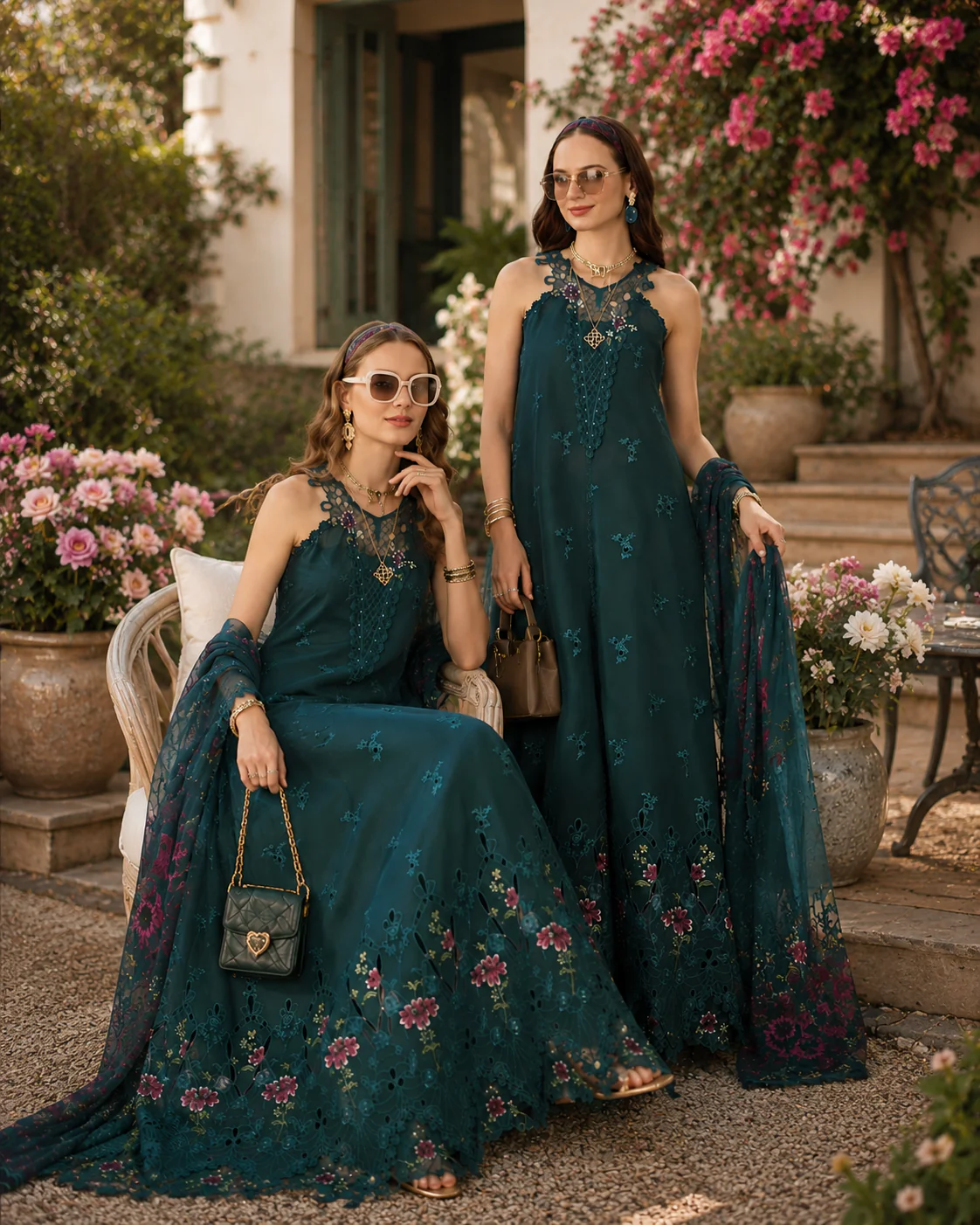 Saadia Asad D6 – Coblat Teal Noor Eid Luxury Printskhas 2026 - Image 2