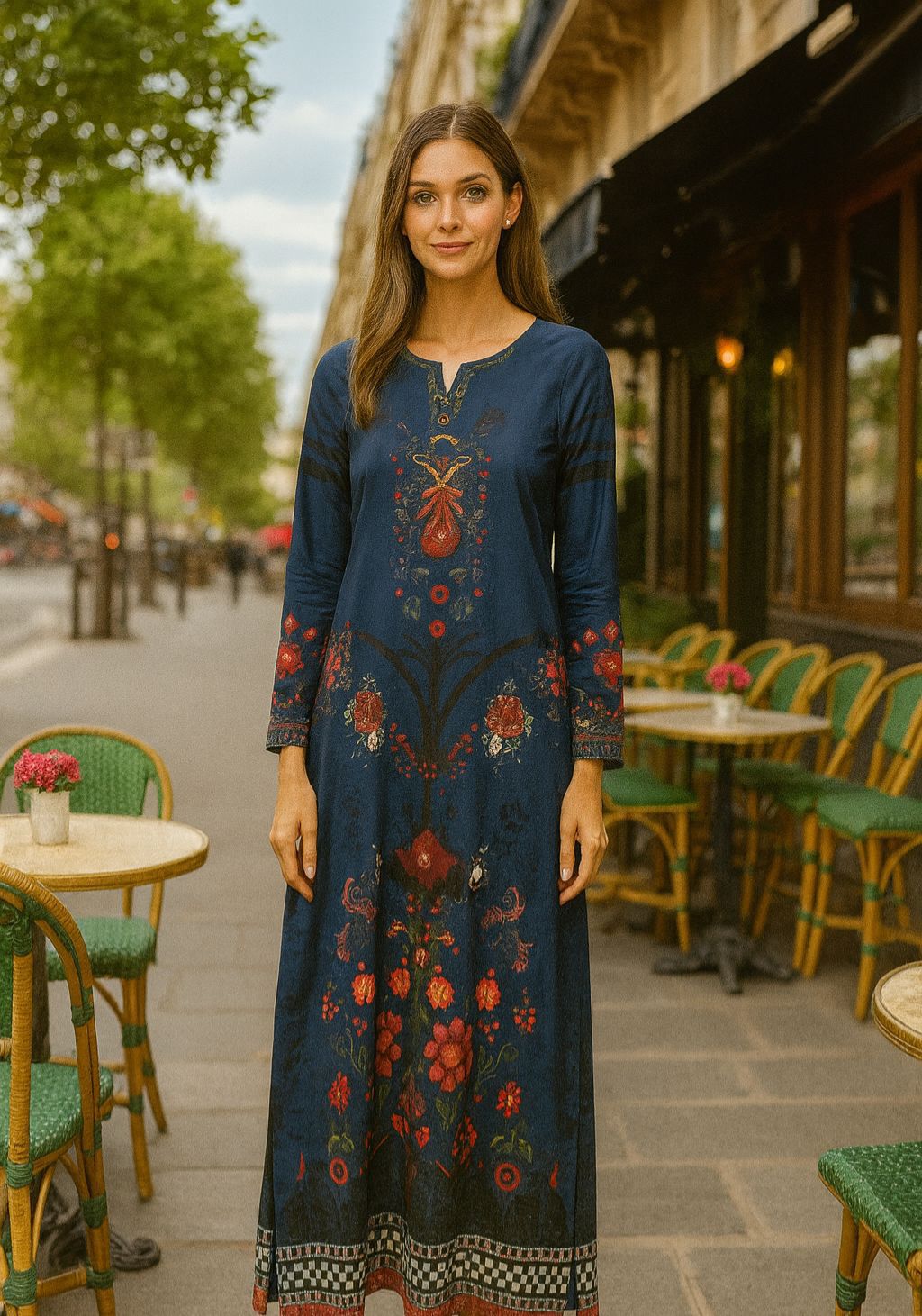 Saadia Asad D6-Teal-Blue Noor Kaftans 2025 - Image 2