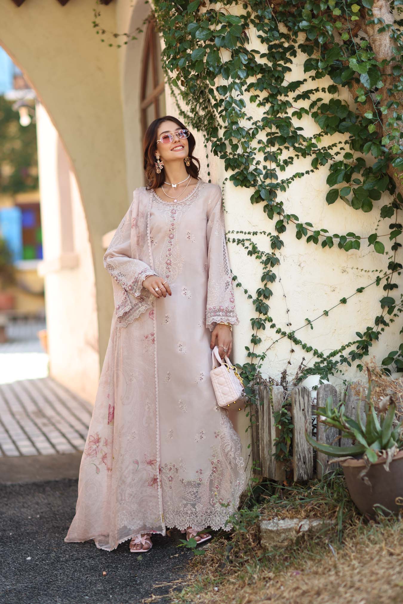 Saadia Asad D7 - A - Soft Rose Mink Noor Luxe Chikankari 2026 - Image 2