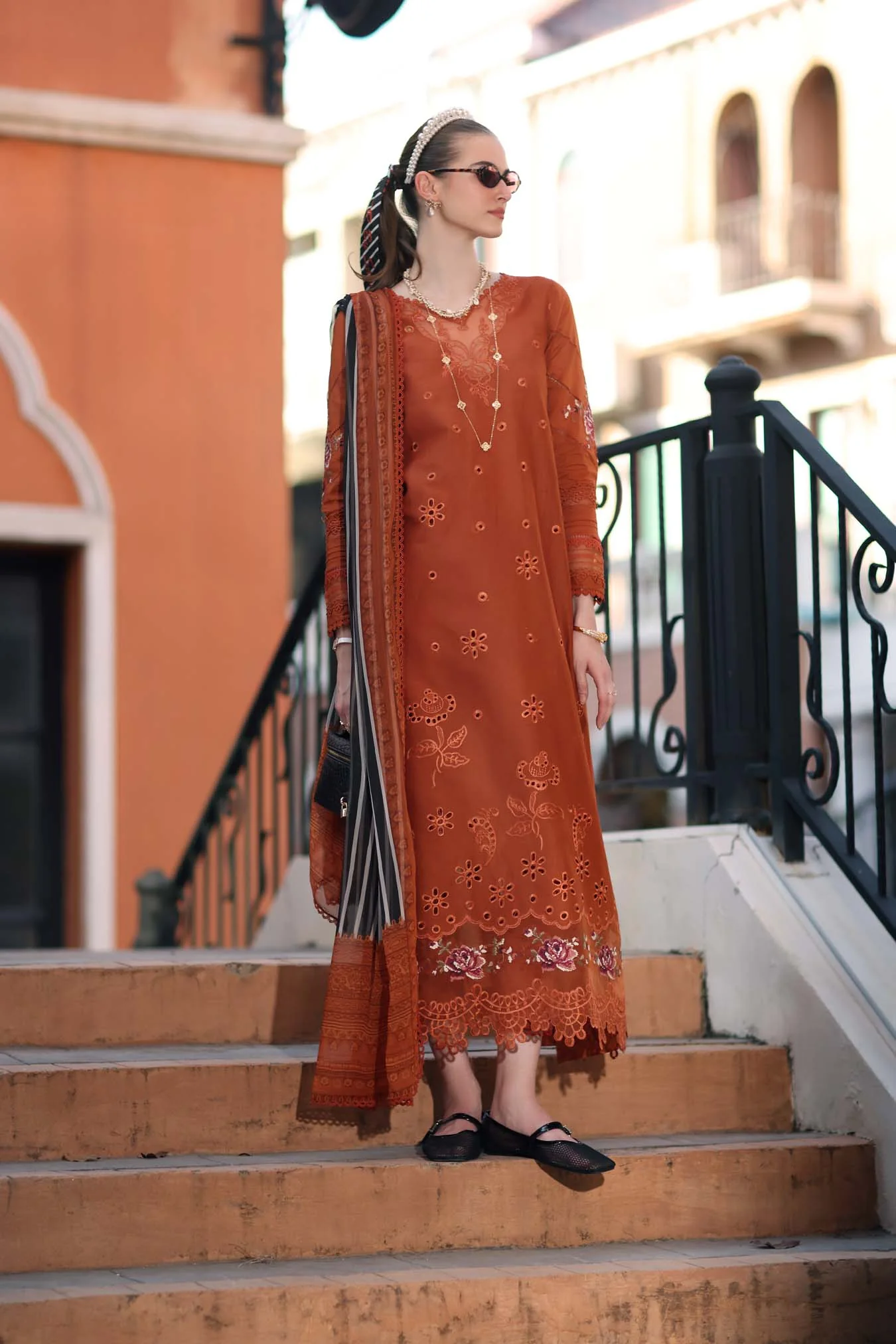 Saadia Asad D7 - A -Tangerine Royal Noor Eid Luxe Printskhaas 2026