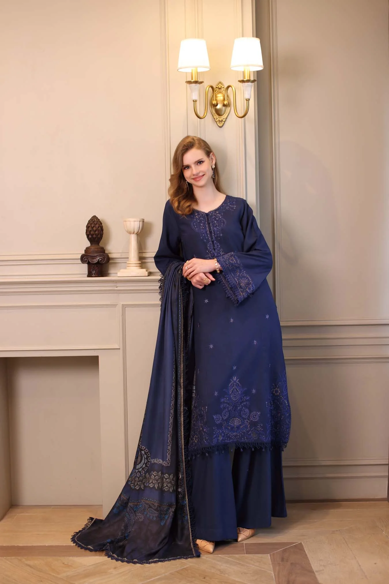 Saadia Asad D7 - B Noor Winter Embroidered Printkhaas 2025 - Image 2