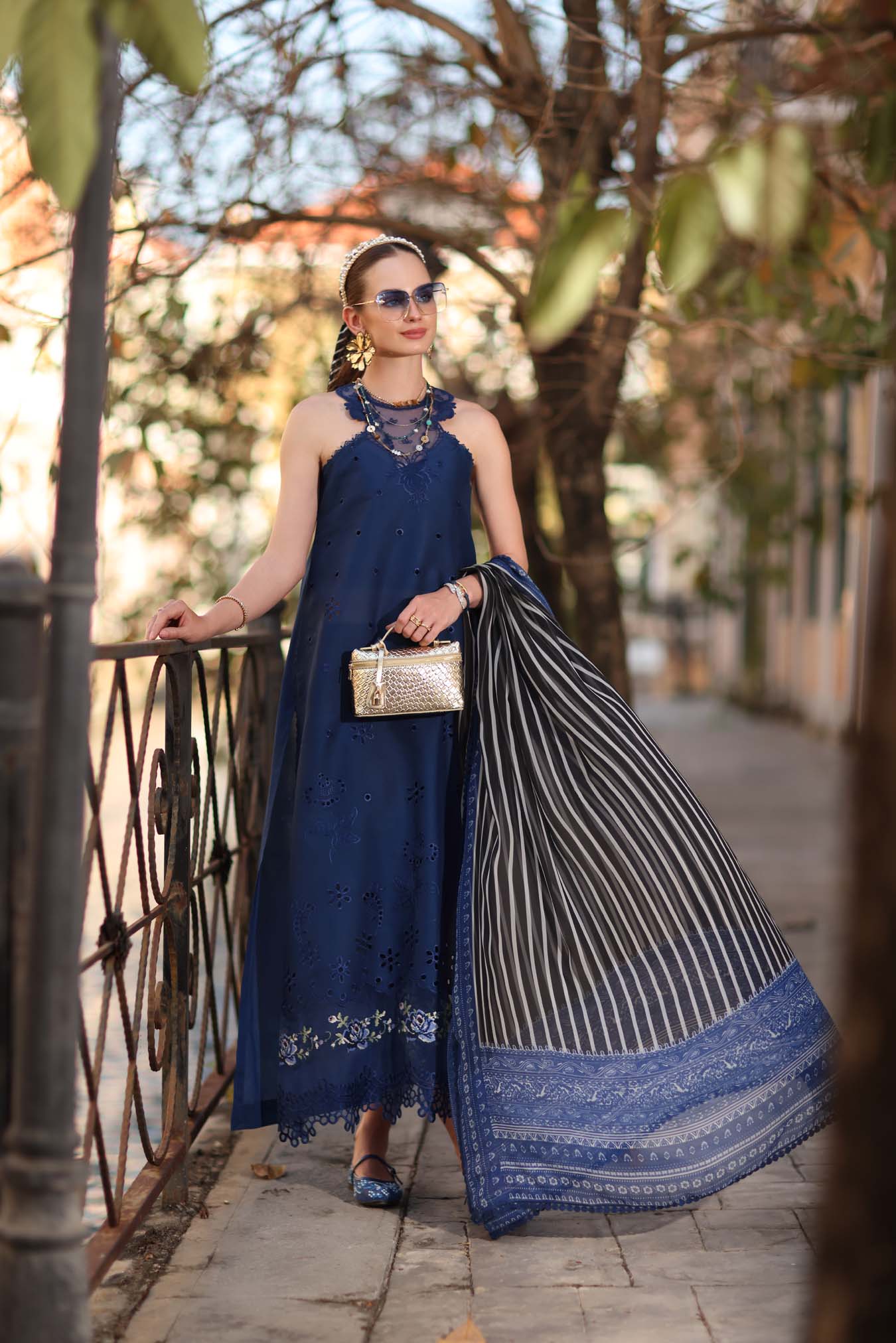 Saadia Asad D7 - B -Sapphire Blue Noor Eid Luxe Printskhaas 2026