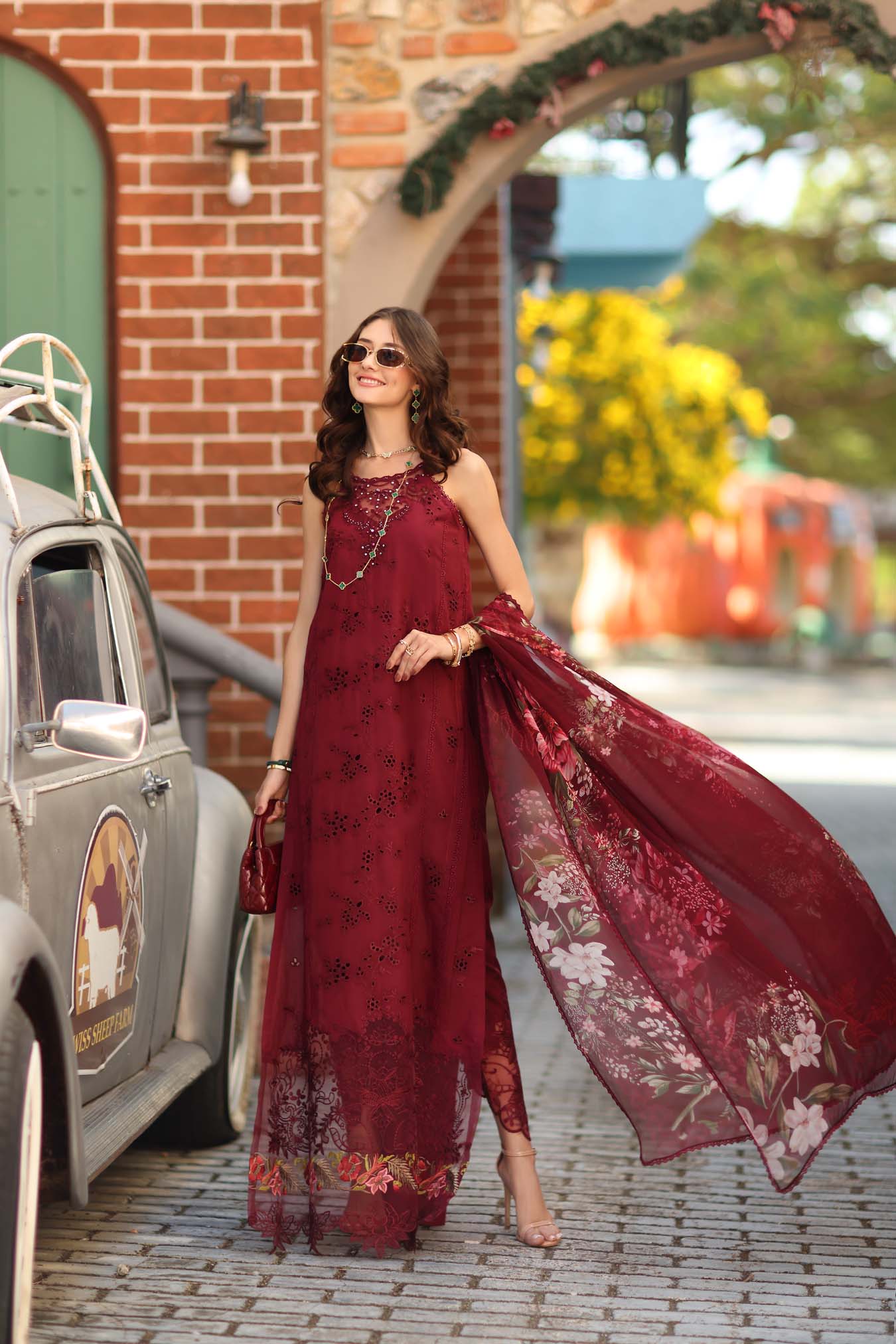 Saadia Asad D8 - A - Deep Garnet Noor Luxe Chikankari 2026