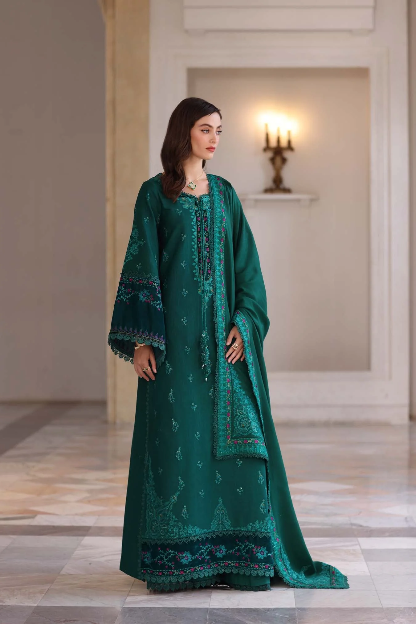 Saadia Asad Emerald Reverie Noor Winter Pashmina Shawls 2025