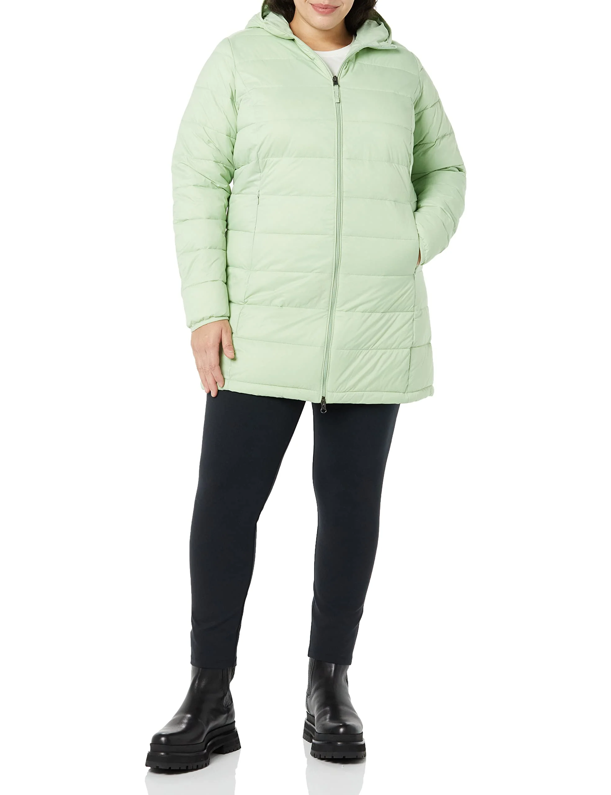 Sage Green Lightweight & Versatile: Women's Waterproof Hooded Puffer Coat - AmEss