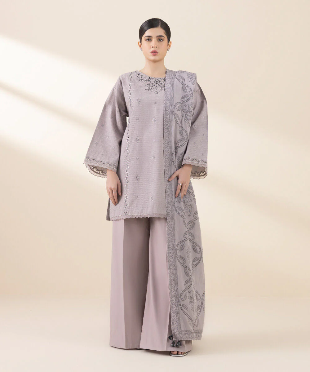 Sapphire 0U2DEJQ25V24 3 Piece Embroidered Dobby Suit Jacquard Eid 1 2025