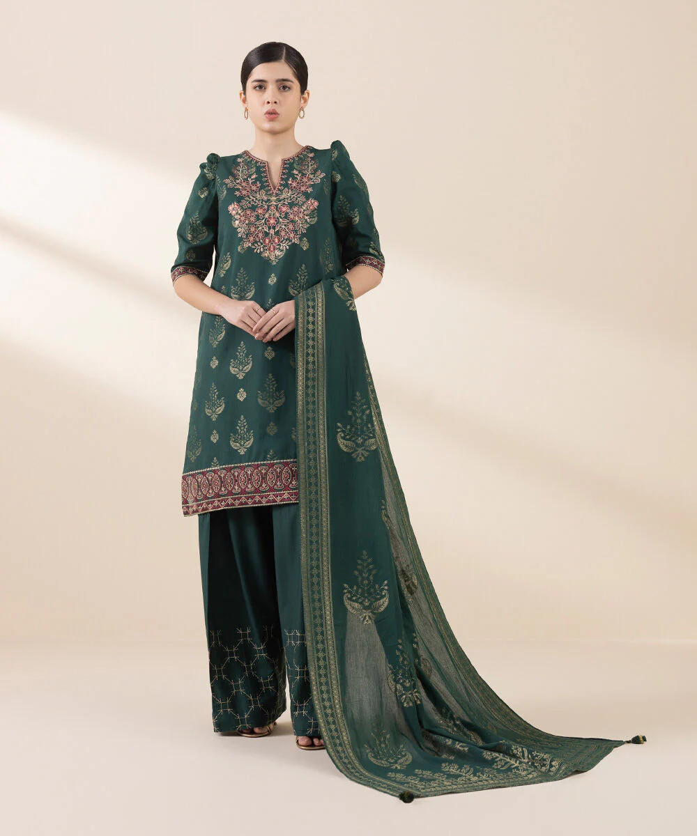 Sapphire 0U3PEJQ25V21 3 Piece Embroidered Jacquard Suit Jacquard Eid 1 2025 - Image 2