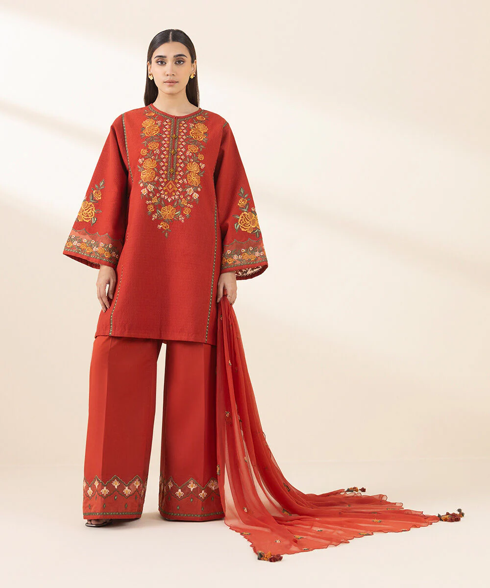 Sapphire 0U3PEST25V23 3 Piece Embroidered Dobby Suit Statement Eid 1 2025 - Image 2