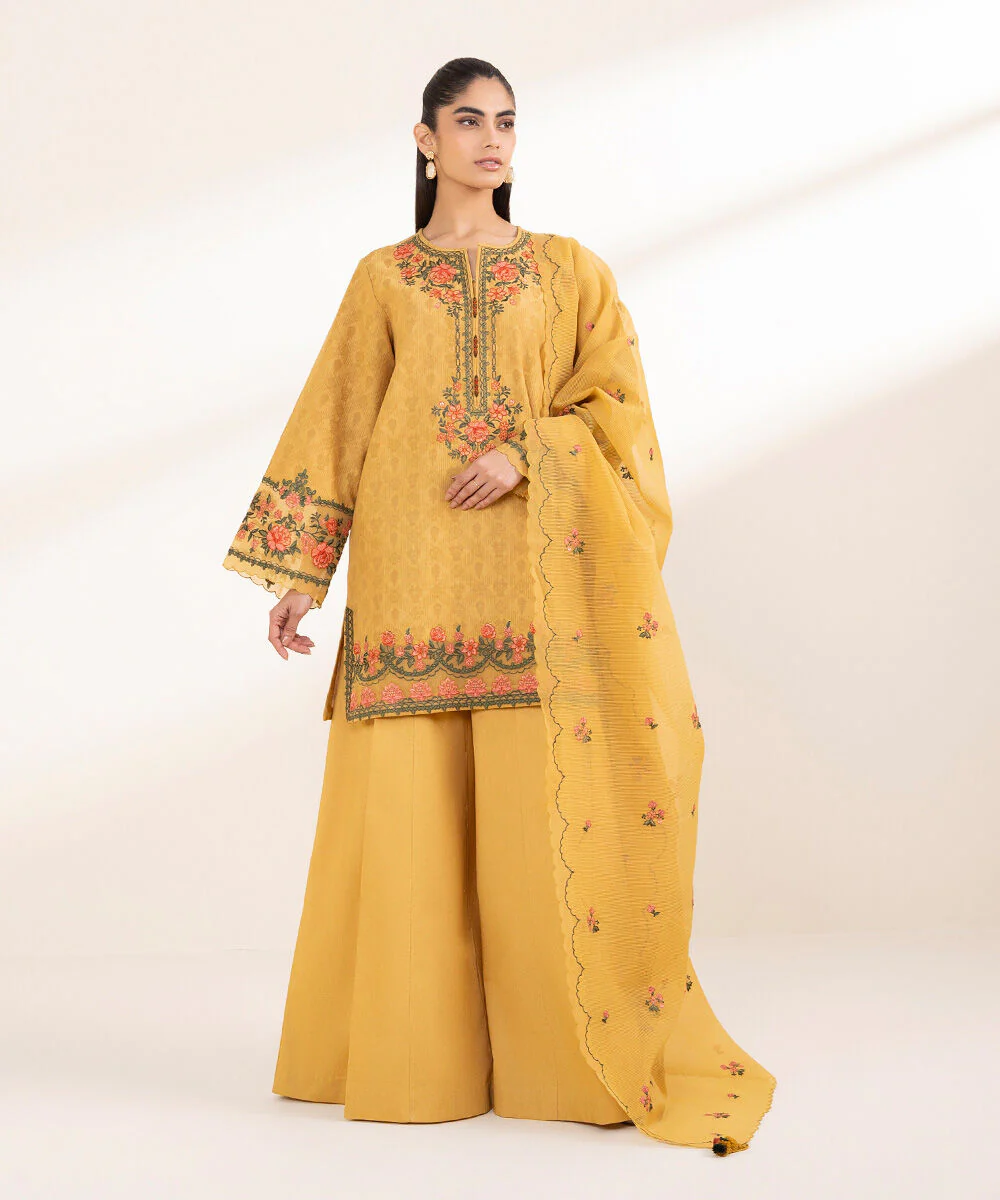 Sapphire 0U3PEST25V24 3 Piece Embroidered Cotton Jacquard Suit Statement Eid 1 2025