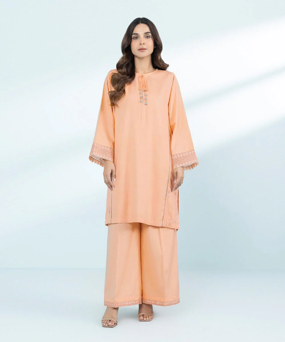 Sapphire 2 Piece - Embroidered Raw Silk Suit 00002542MOM8 Eid 1 RTW 2025