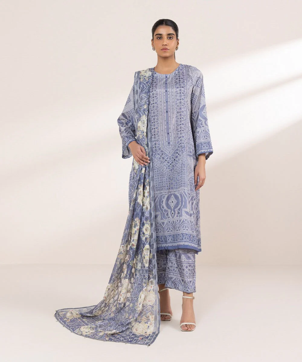 Sapphire 3 Piece - Embellished Silk Suit 0T3PSLS25V32 Eid 1 RTW 2025