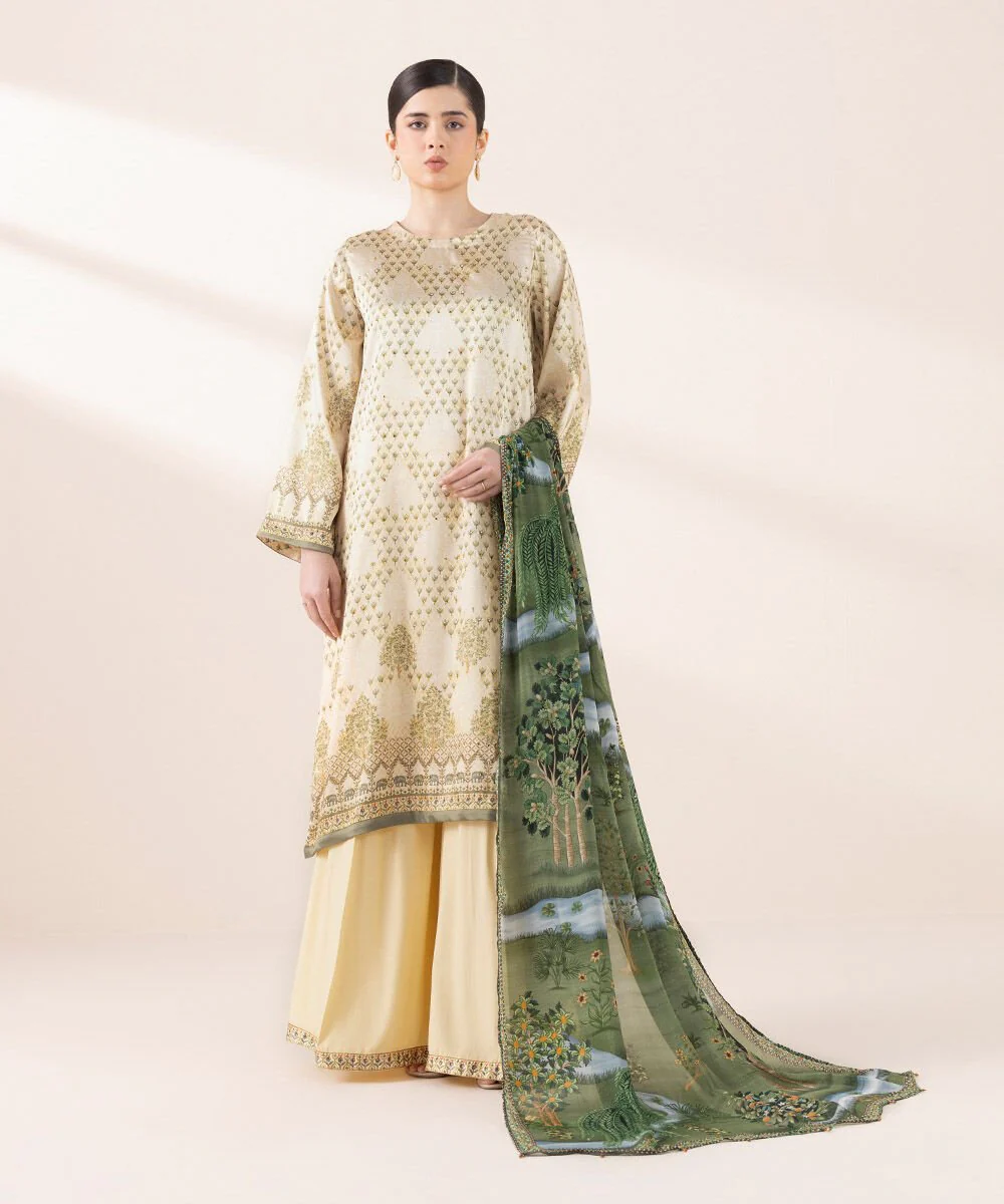 Sapphire 3 Piece - Embellished Silk Suit T3PSLS25V314 Eid 1 RTW 2025