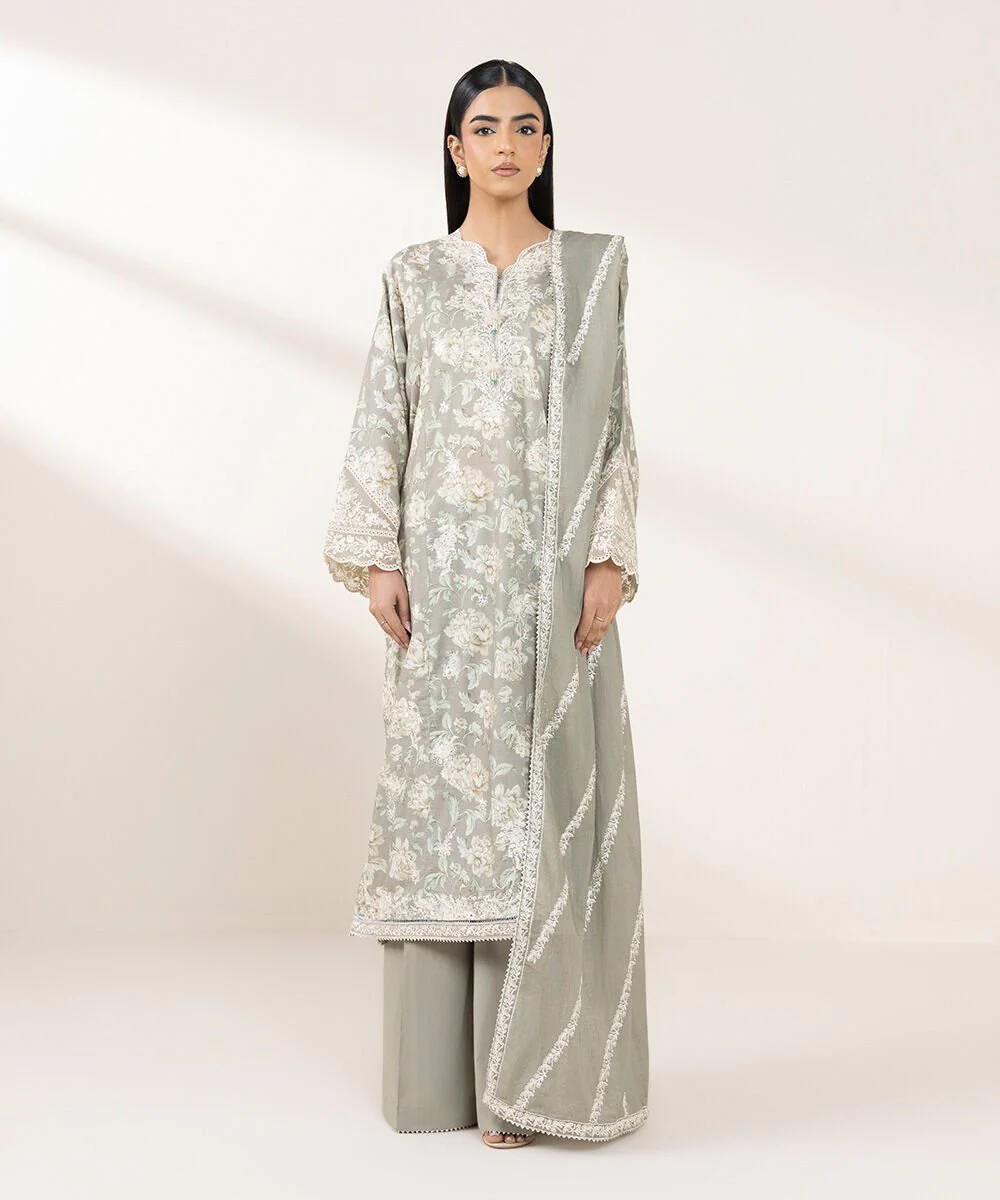 Sapphire 3 Piece - Embroidered Jacquard Suit 3PRSGS25V34S Eid 1 RTW 2025