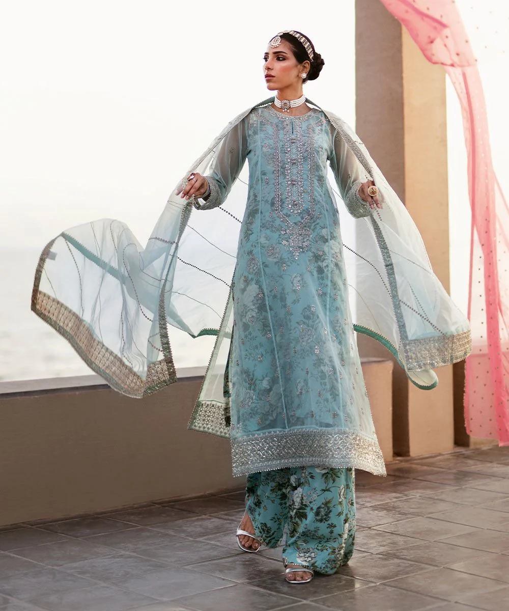 Sapphire 3 Piece - Embroidered Organza Suit F3SFLX25V322 Eid 1 RTW 2025