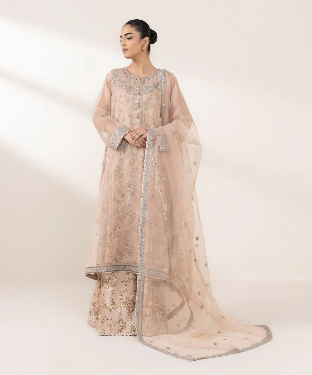 Sapphire 3 Piece - Embroidered Organza Suit F3SFLX25V329 Eid 1 RTW 2025