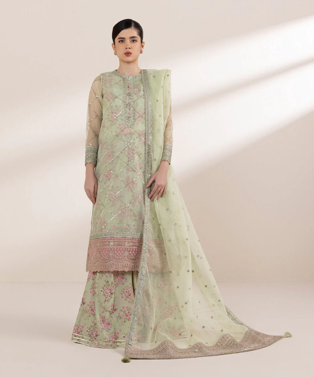 Sapphire 3 Piece - Embroidered Organza Suit F3SFLX25V330 Eid 1 RTW 2025