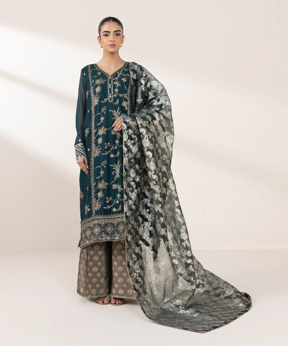 Sapphire 3 Piece - Embroidered Silk Suit 0F3PEBTQW253 Eid 1 RTW 2025