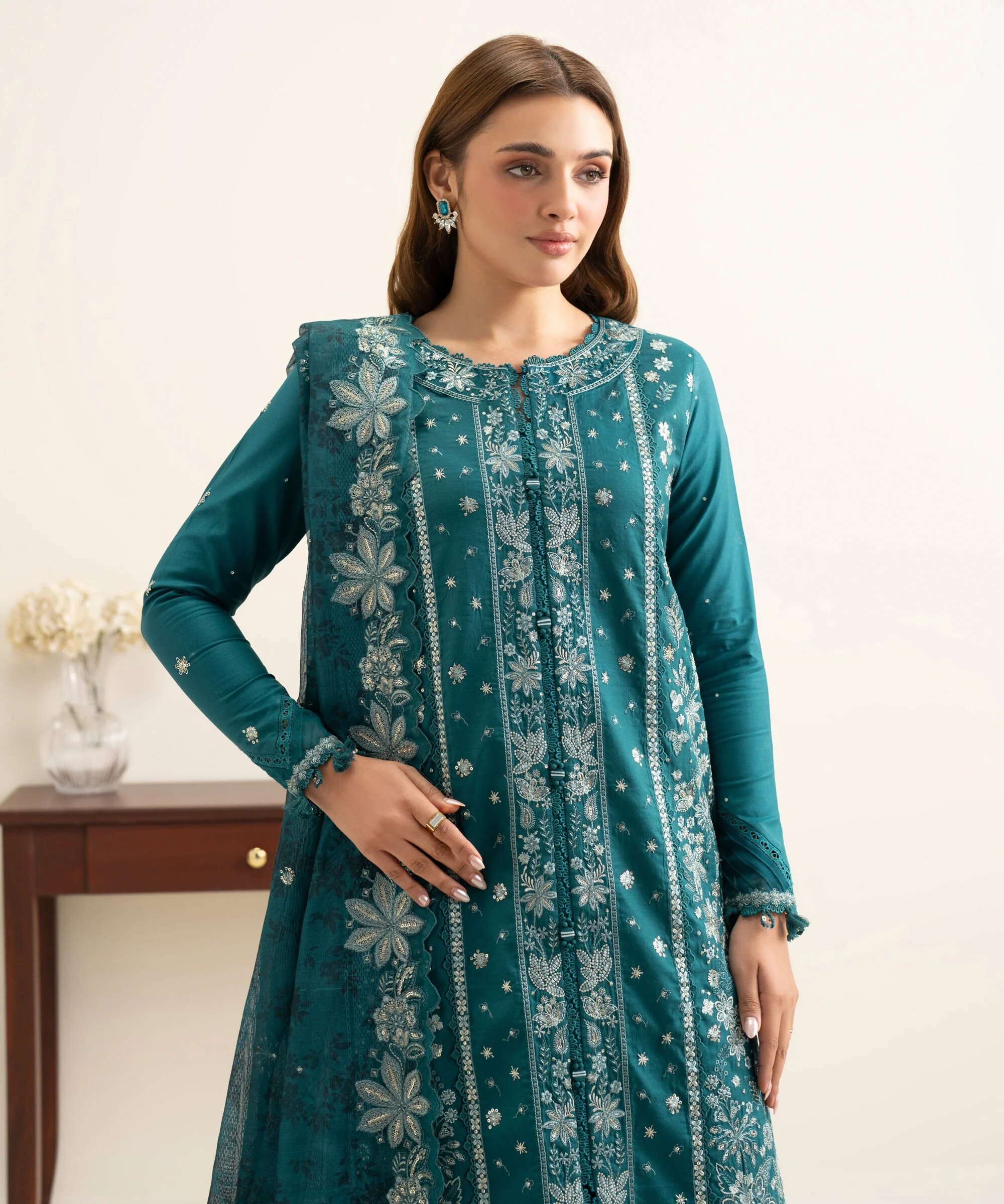 Sapphire 3PESLS26V17B Embroidered Silk Suit Eid 1 2026