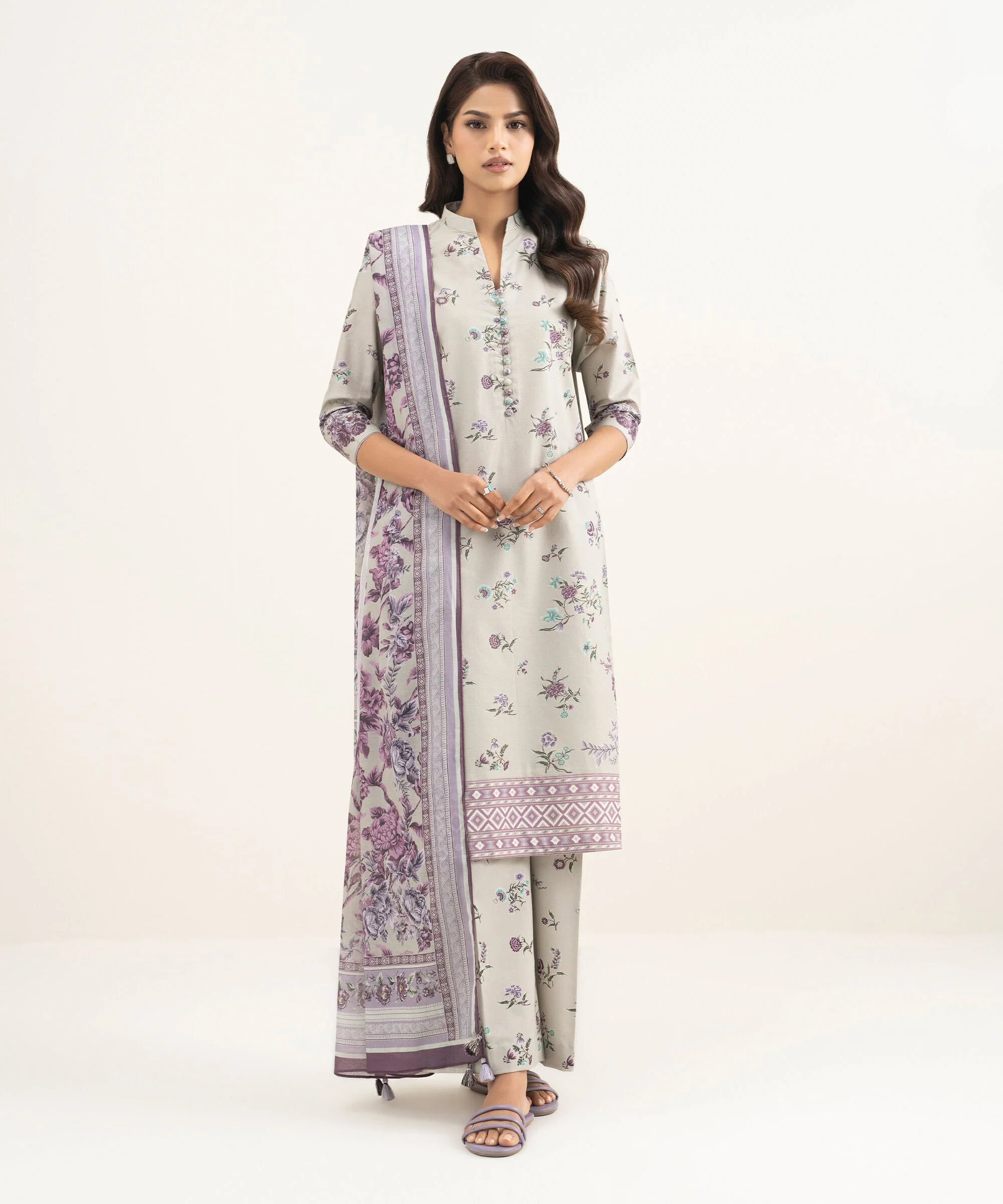Sapphire 3PESUS26V07B Embroidered Dobby Suit Eid 1 2026