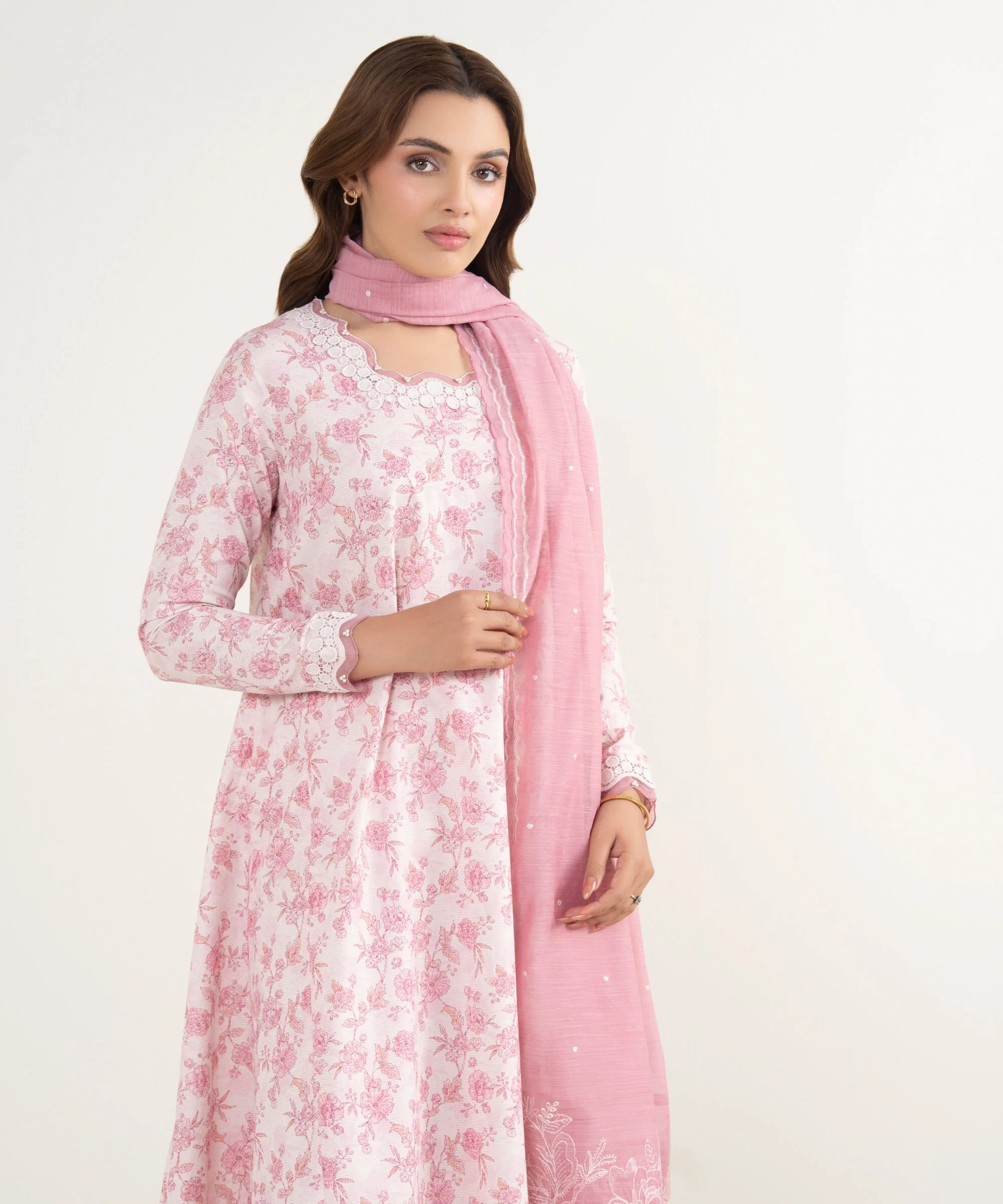 Sapphire 3PESUS26V132 Embroidered Cotton Satin Suit Eid 1 2026