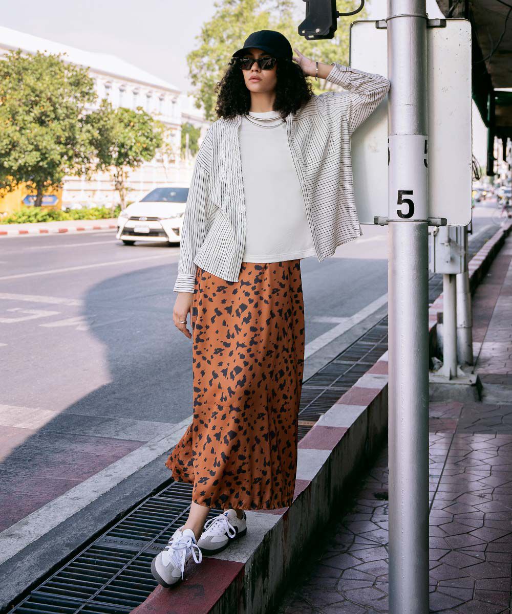 Sapphire Animal Print Satin Skirt WBTMS25V2013 West RTW 2025