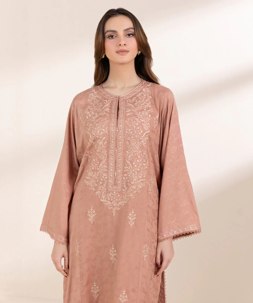 Sapphire Embroidered Cotton Jacquard Shirt 2PRST25V37ST Eid 1 RTW 2025