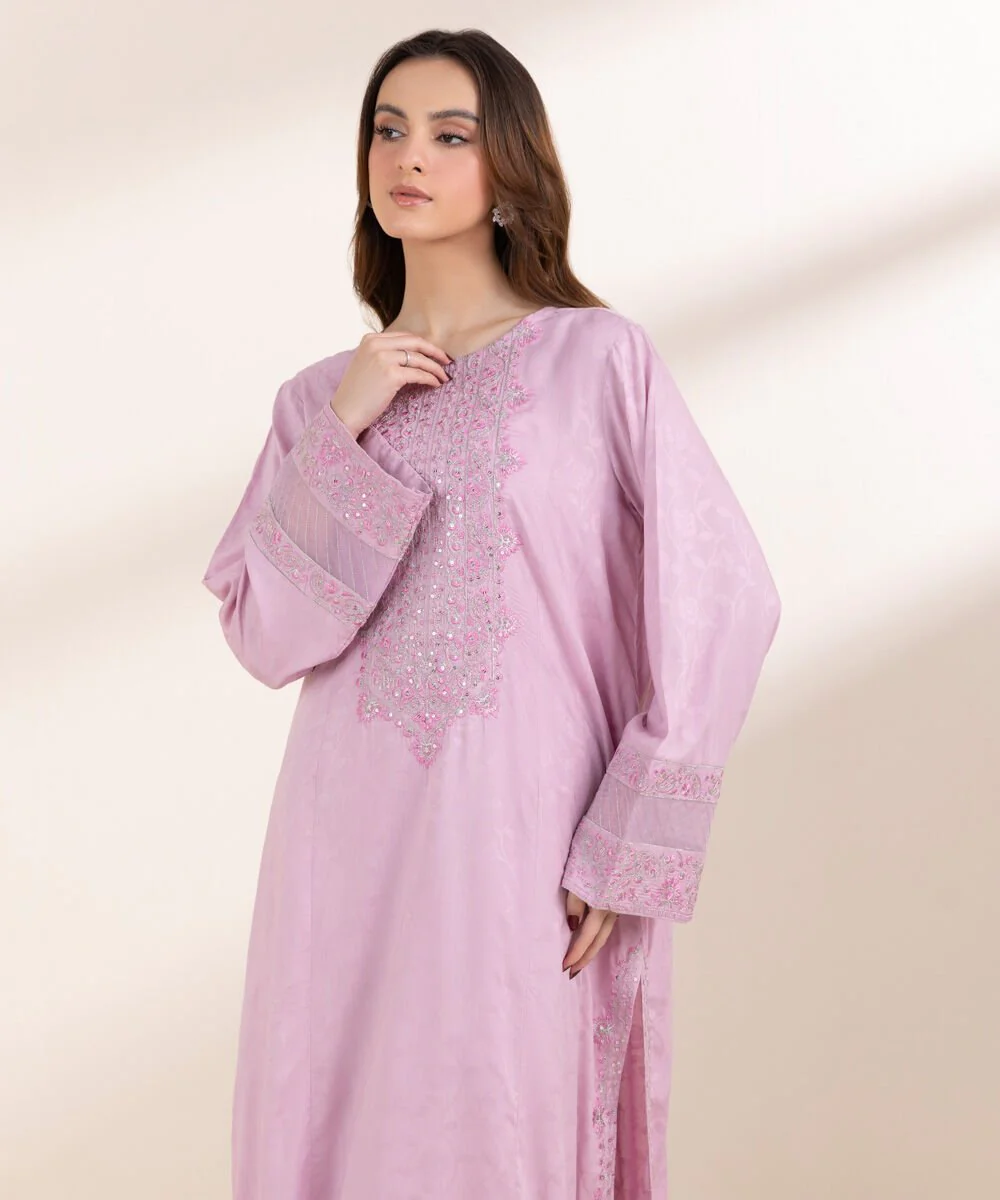 Sapphire Embroidered Cotton Jacquard Shirt 2PRST25V38ST Eid 1 RTW 2025