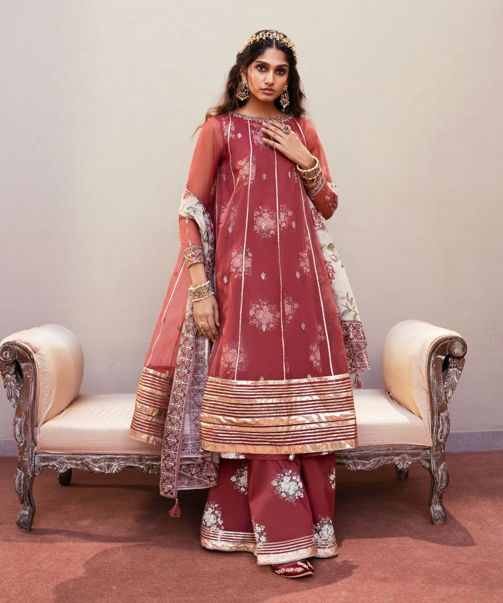 Sapphire Embroidered Organza Flared Shirt 3PDFW25V224S Eid 1 RTW 2025