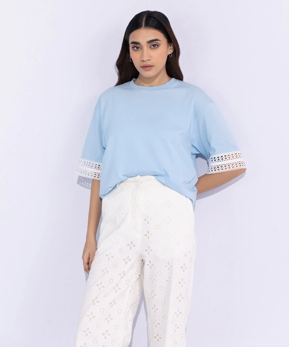 Sapphire Lace Trim T-Shirt WTOPS25V2002 West RTW 2025