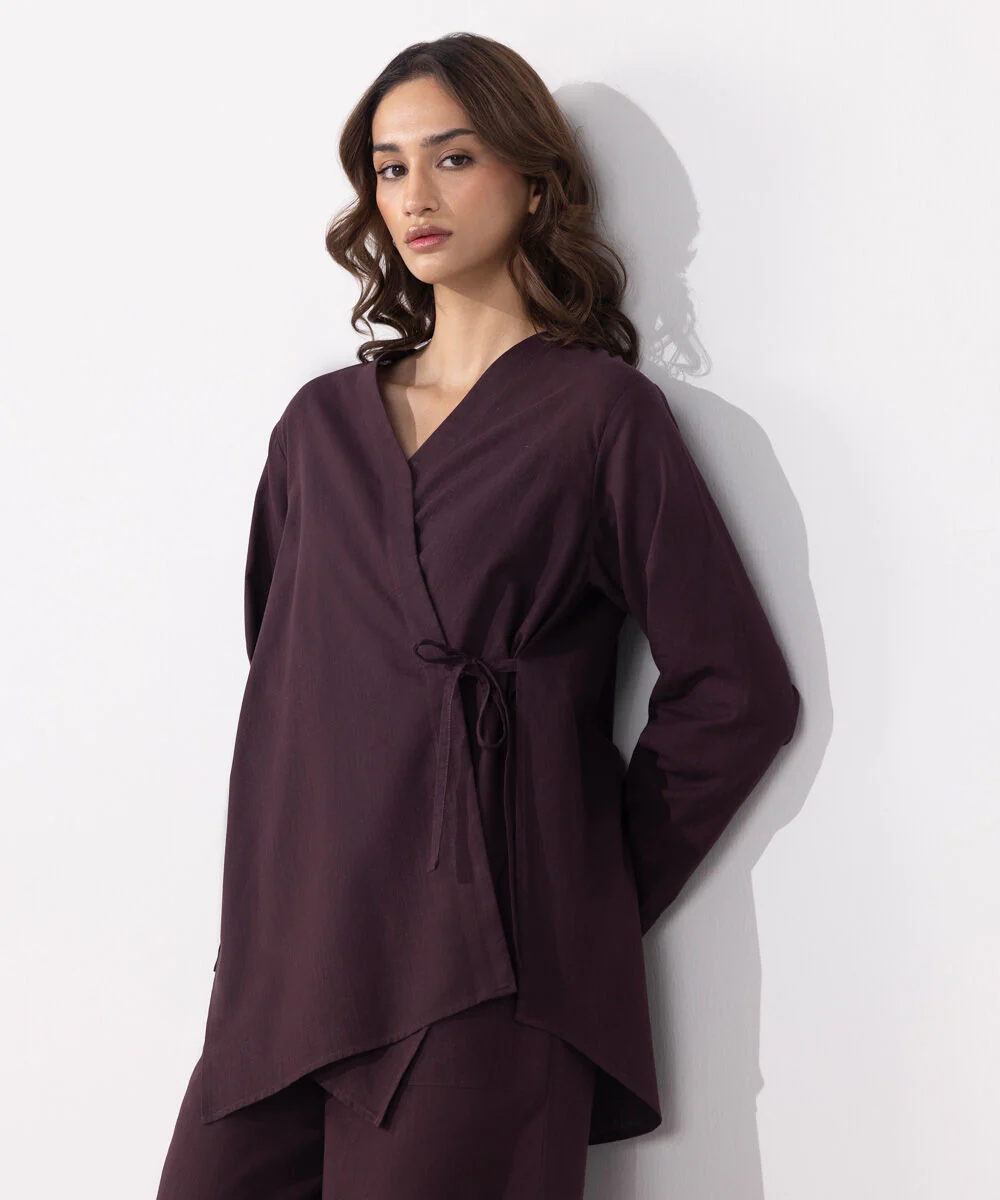 Sapphire Linen Blend Wrap Around Top WTOPS25V3026 West RTW 2025