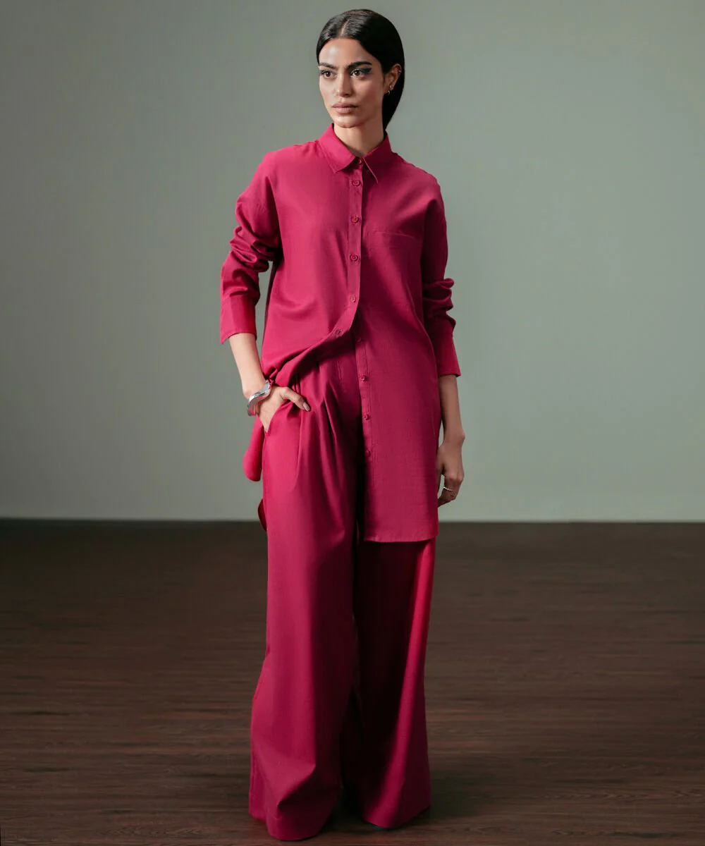 Sapphire Long Linen Blend Shirt WTOPS25V3024 West RTW 2025