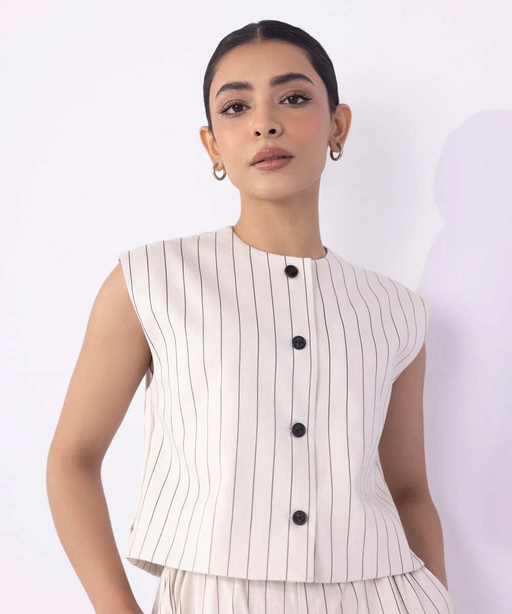 Sapphire Printed Cropped Waistcoat WTOPS25V2075 West RTW 2025
