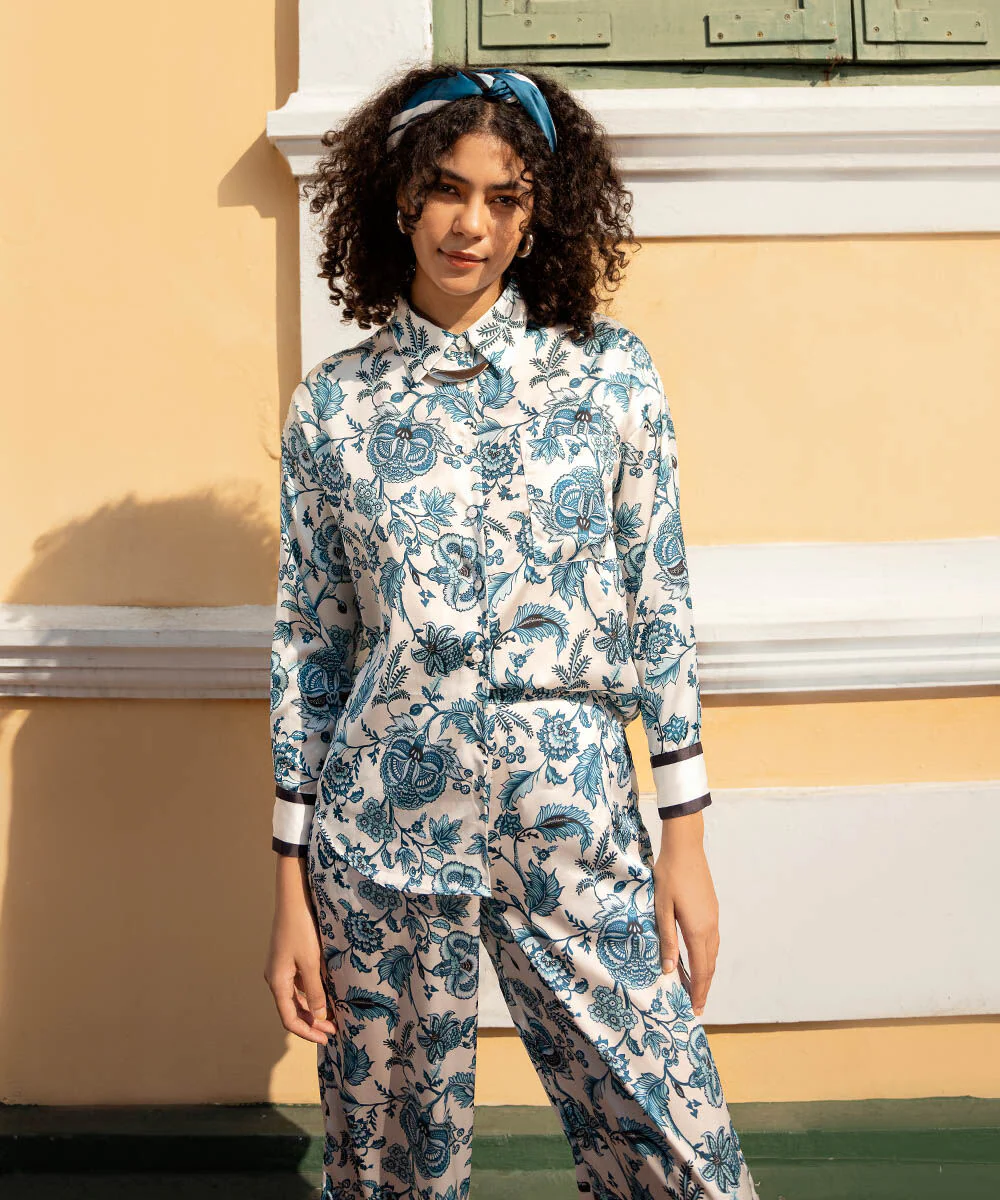 Sapphire Printed Satin Shirt WTOPS25V2060 West RTW 2025
