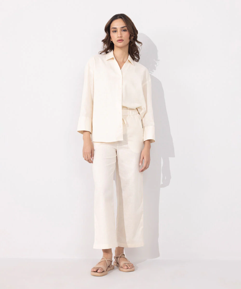 Sapphire Pull-on Linen Blend Trousers WBTMS25V3008 West RTW 2025