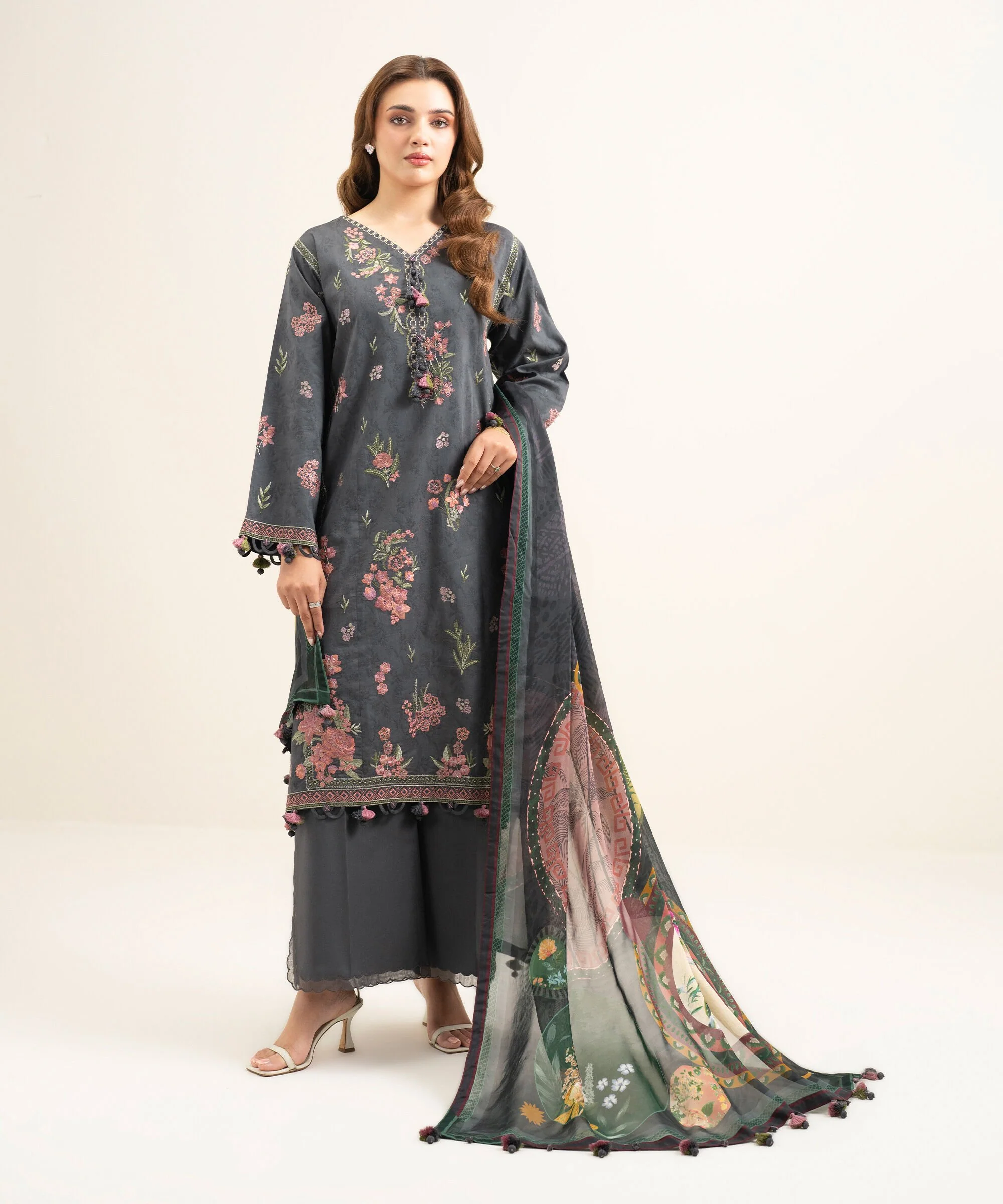 Sapphire U3FELXS26V11 Embroidered Raw Silk Suit Eid 1 2026