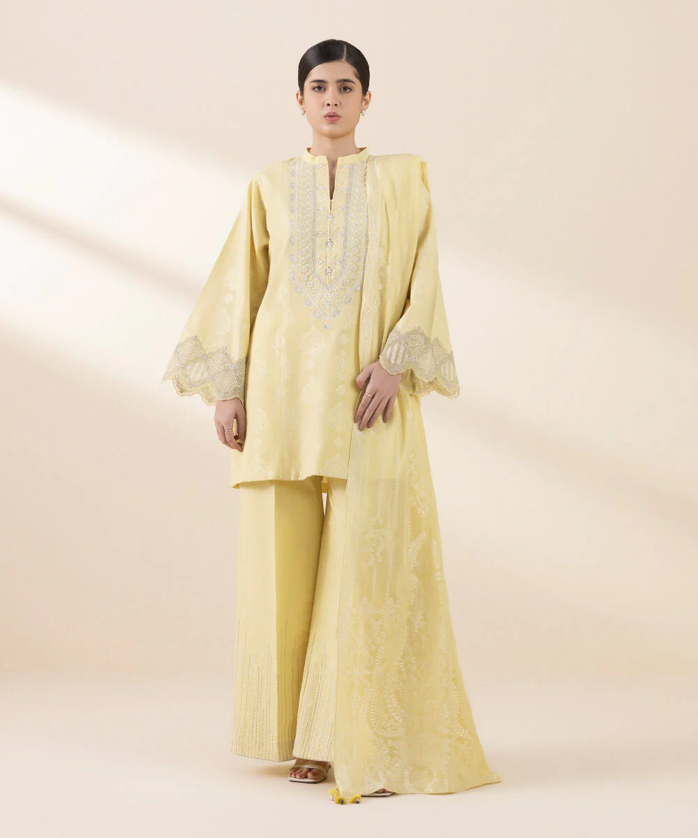 Sapphire U3PEJQ25V212 3 Piece Embroidered Jacquard Suit Jacquard Eid 1 2025 - Image 2