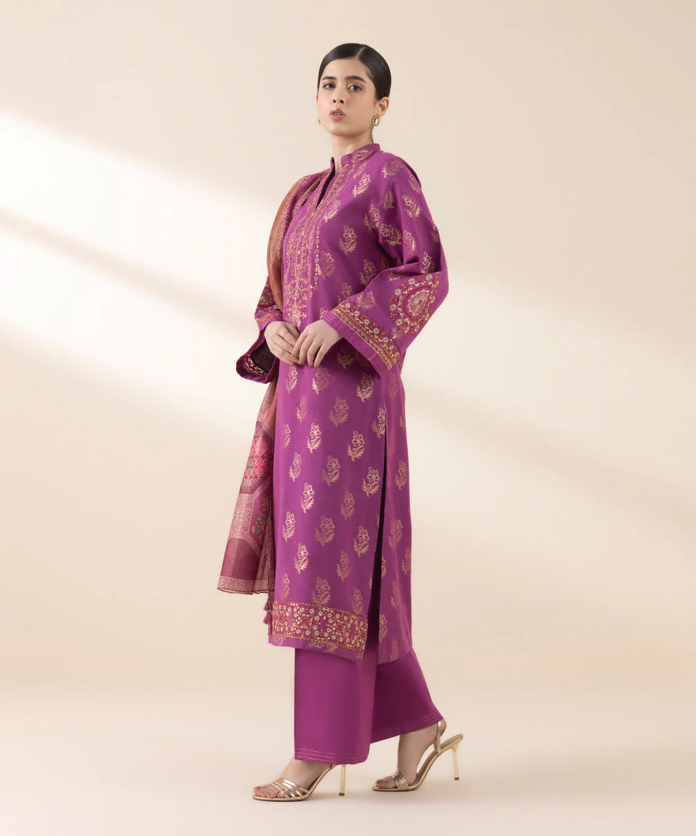 Sapphire U3PEJQ25V217 3 Piece Embroidered Jacquard Suit Jacquard Eid 1 2025 - Image 2