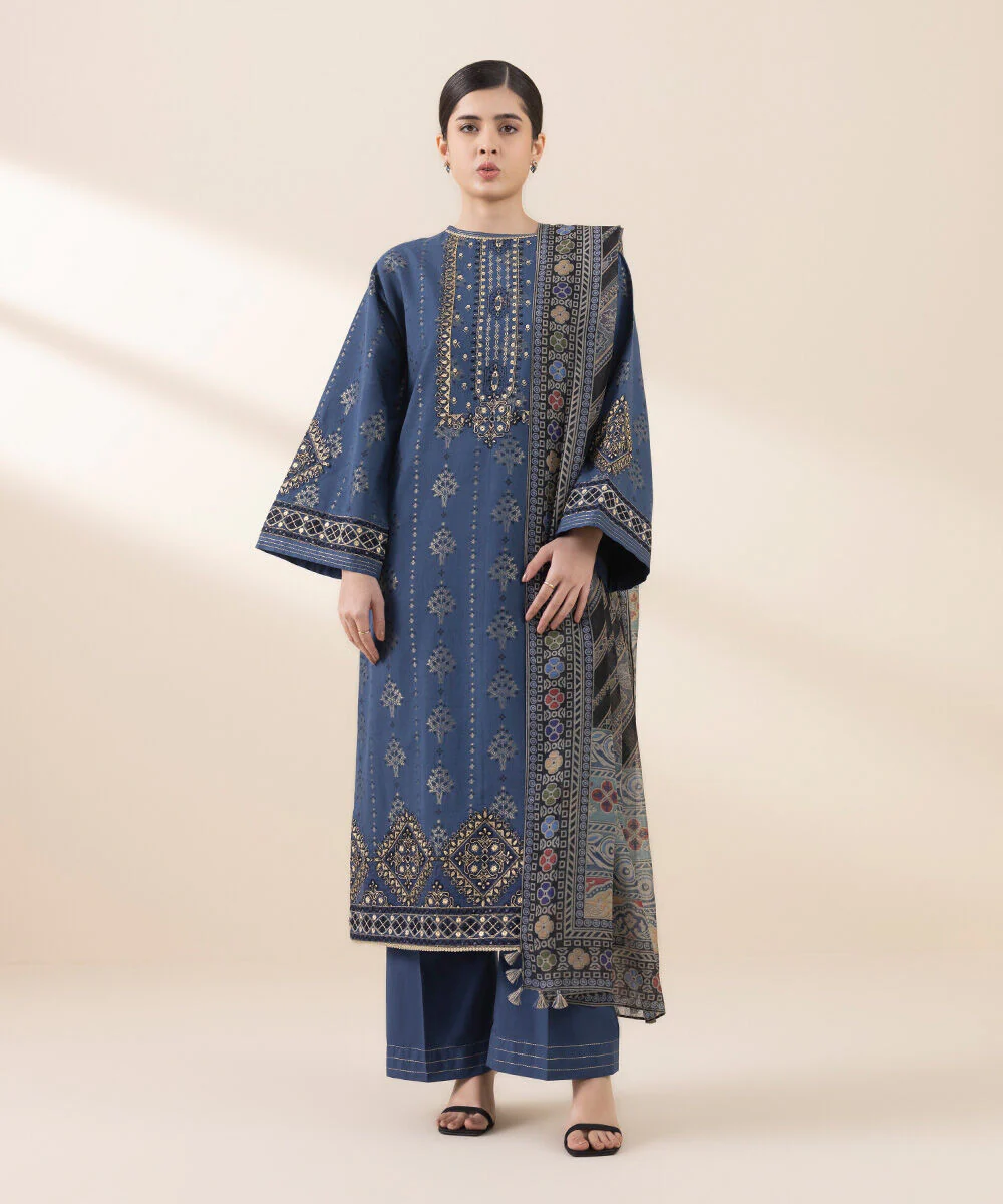Sapphire U3PEJQ25V218 3 Piece Embroidered Jacquard Suit Jacquard Eid 1 2025