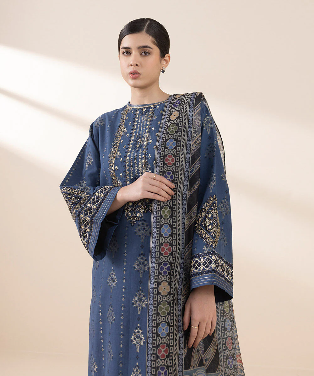 Sapphire U3PEJQ25V218 3 Piece Embroidered Jacquard Suit Jacquard Eid 1 2025 - Image 2