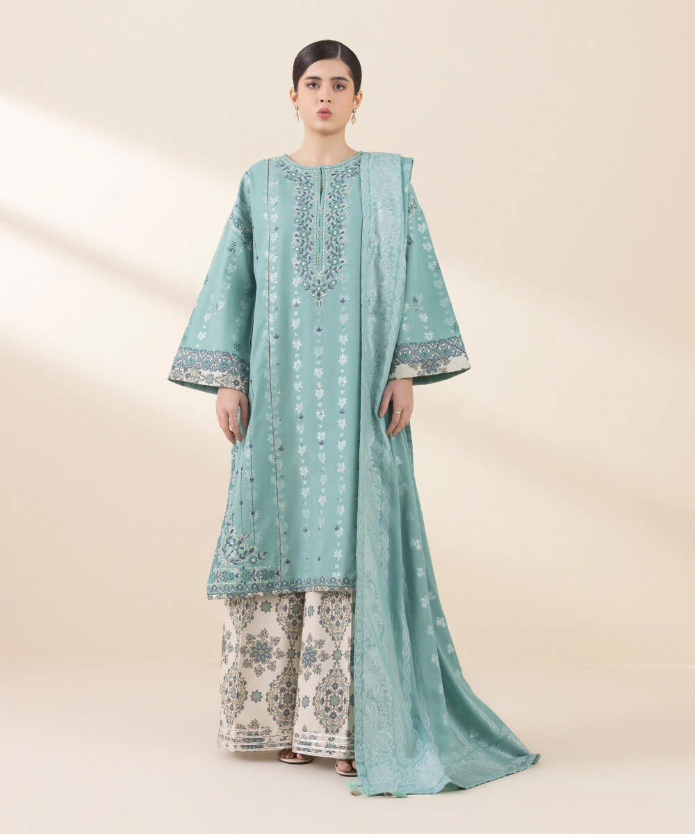 Sapphire U3PEJQ25V222 3 Piece Embroidered Jacquard Suit Jacquard Eid 1 2025 - Image 2