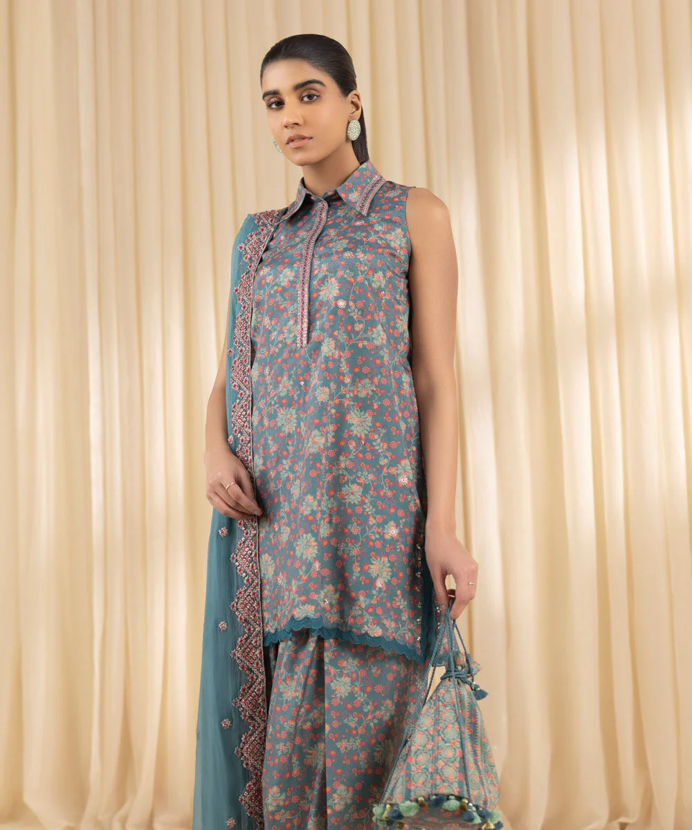 Sapphire U3PESG25V248 3 Piece Embroidered Silk Suit Silk Eid 1 2025