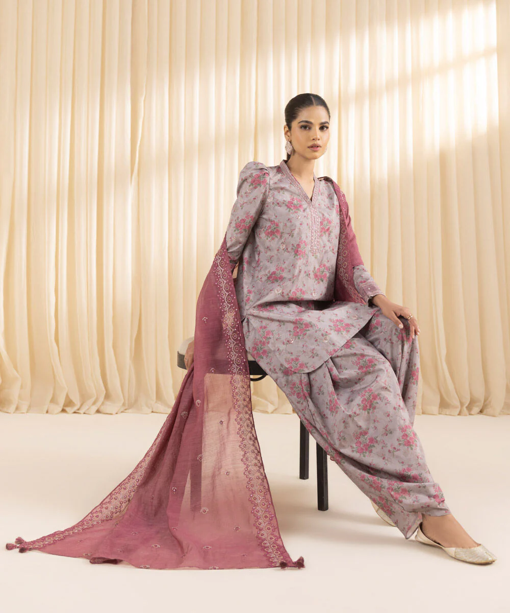 Sapphire U3PESG25V249 3 Piece Embroidered Silk Suit Silk Eid 1 2025 - Image 2