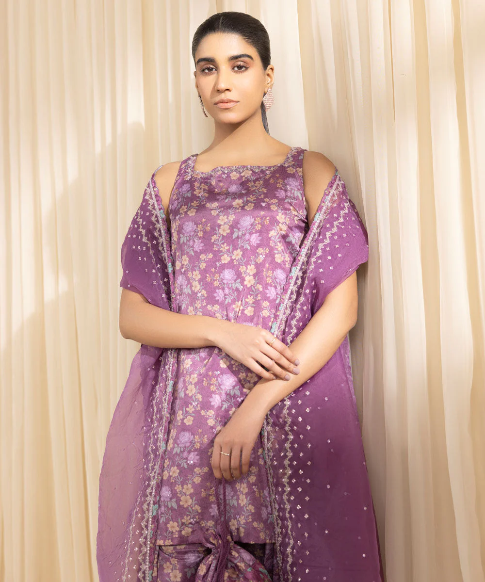 Sapphire U3PESG25V250 3 Piece Embroidered Silk Suit Silk Eid 1 2025 - Image 2