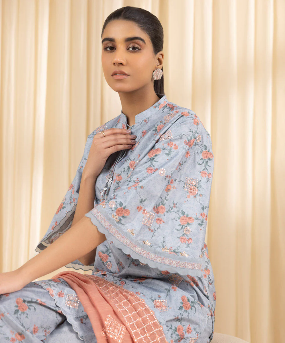 Sapphire U3PESG25V257 3 Piece Embroidered Silk Suit Silk Eid 1 2025 - Image 2