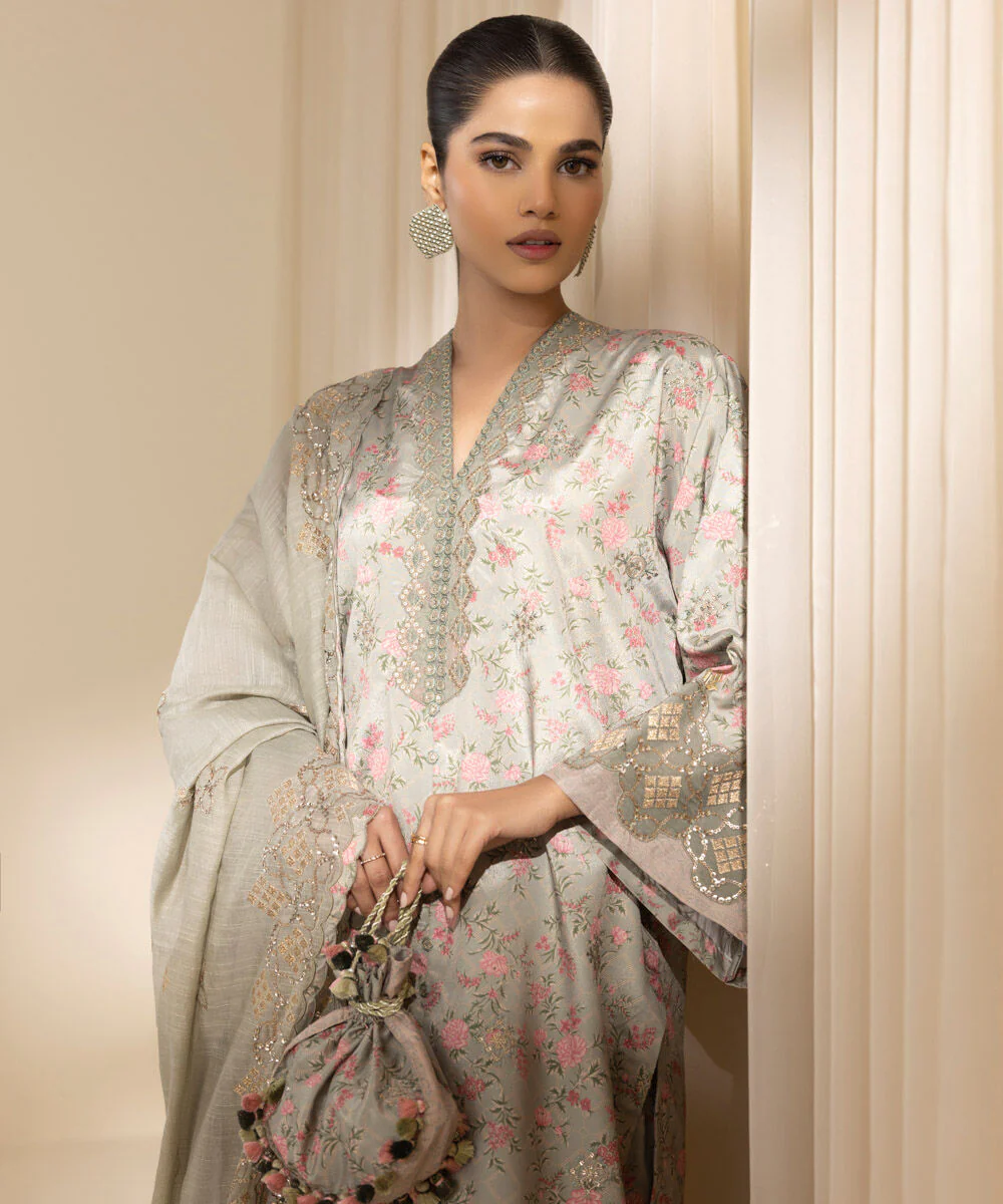 Sapphire U3PESG25V261 3 Piece Embroidered Silk Suit Silk Eid 1 2025 - Image 2