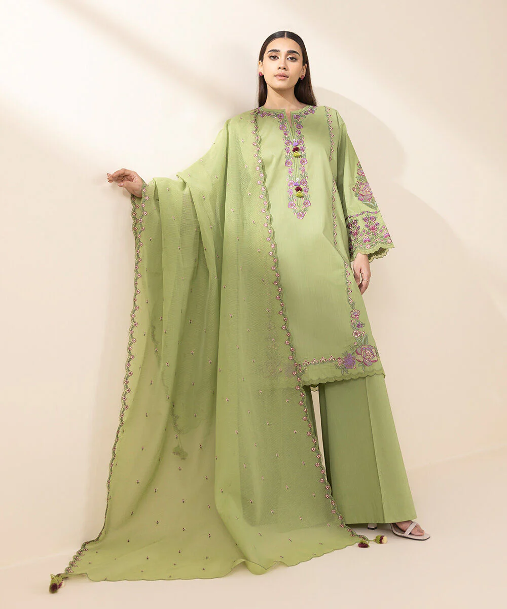 Sapphire U3PEST25V212 3 Piece Embroidered Crosshatch Suit Statement Eid 1 2025