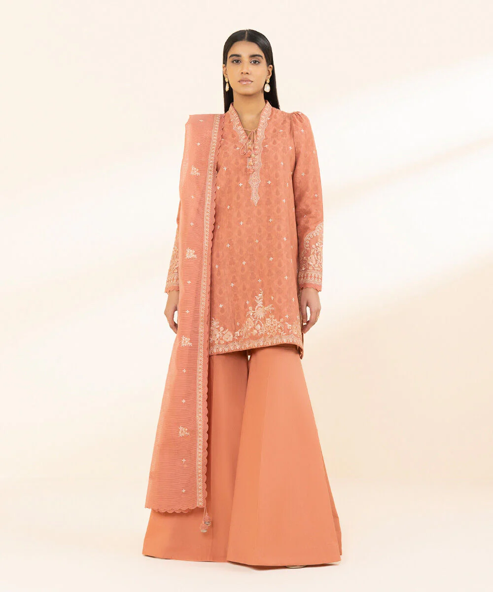 Sapphire U3PEST25V216 3 Piece Embroidered Cotton Jacquard Suit Statement Eid 1 2025